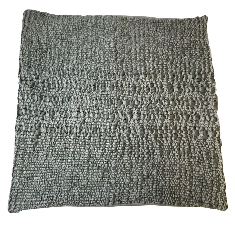 West Elm Cozy Weave Pillow Cover Slate Gray Handwoven Chunky Knit 24x24" NWOT